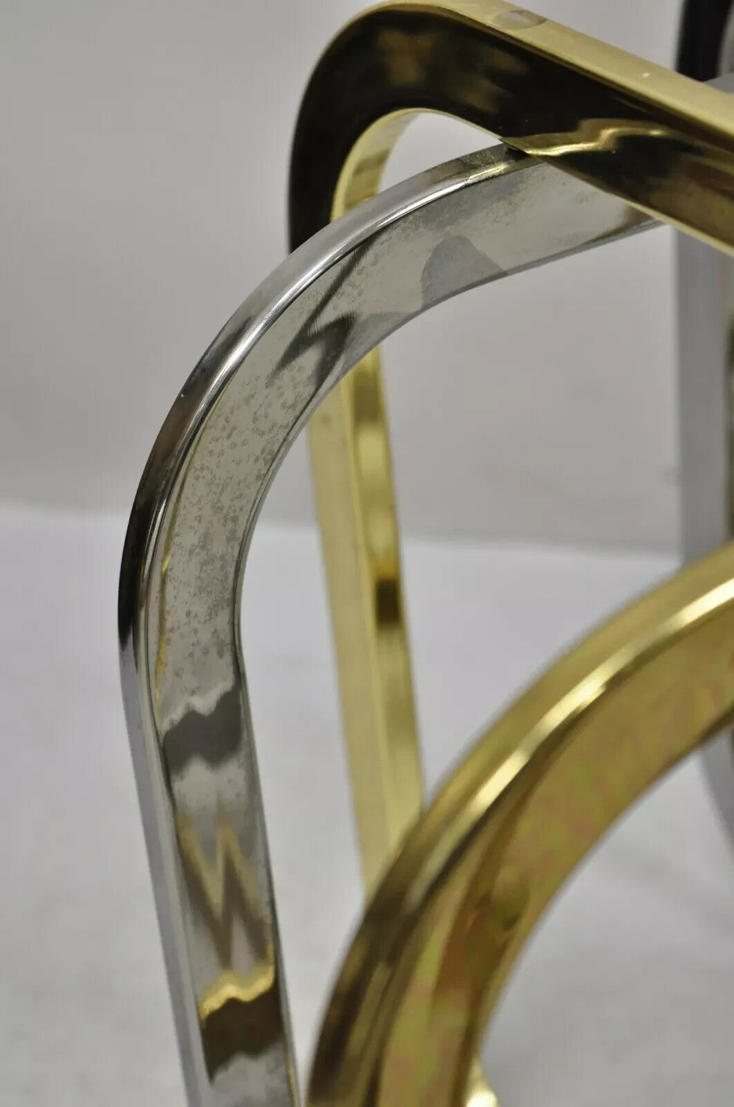 Mid Century Modern Pierre Cardin Style Brass & Chrome Glass Top Coffee Table
