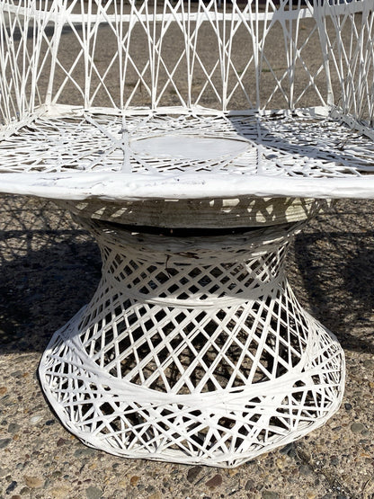 Vintage Russell Woodard Woven Spun Fiberglass Swivel Tilt Outdoor Chairs - Pair