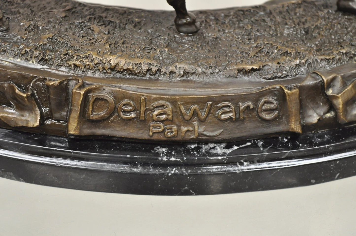 Delaware Park Bronze Equestrian Rider Jockey Leading Race Horse Lantern Statue