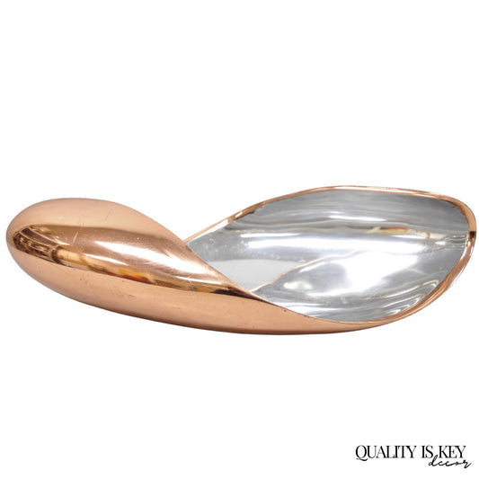 Nambe MT0546 Karim Rashid Modernist Mixed Metal Copper Snail Scroll Tray Bowl
