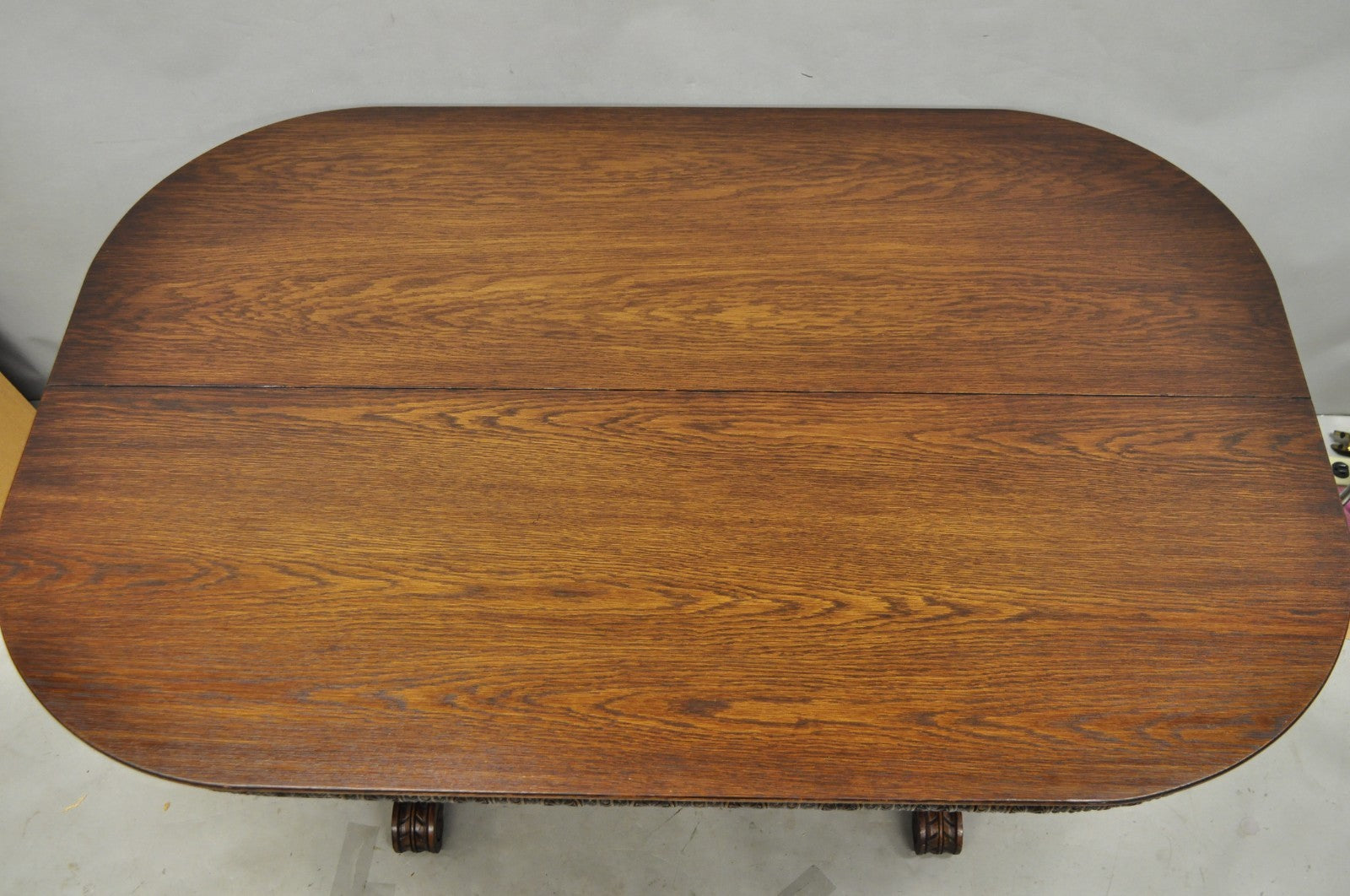 Antique Italian Renaissance Figural Carved Griffin Oak Flip Top Library Table