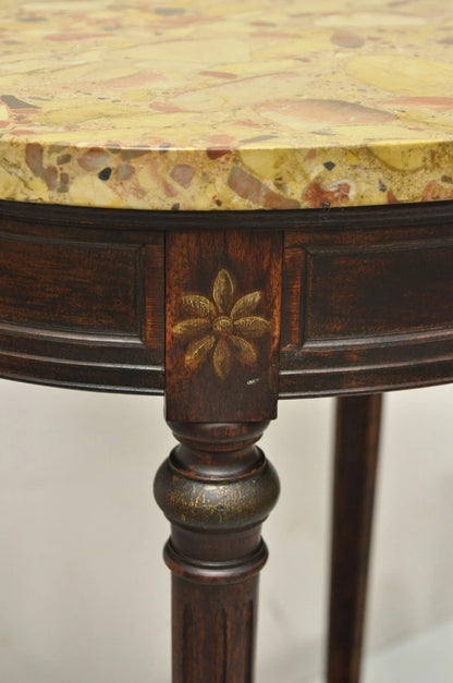 Antique French Louis XVI Style Victorian Oval Marble Top Accent End Side Table