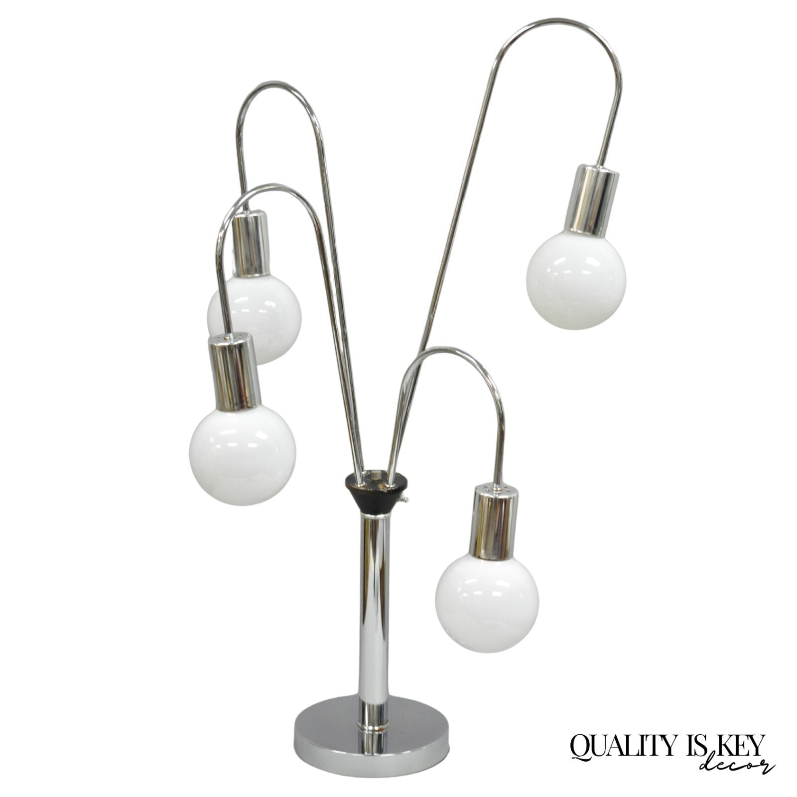 Vintage Mid Century Modern Chrome Space Age 5 Light Sculptural Table Lamp