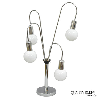 Vintage Mid Century Modern Chrome Space Age 5 Light Sculptural Table Lamp