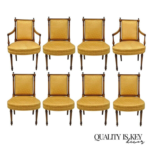 Maslow Freen French Empire Style Mahogany Upholstered Dining Chairs - Set of 8