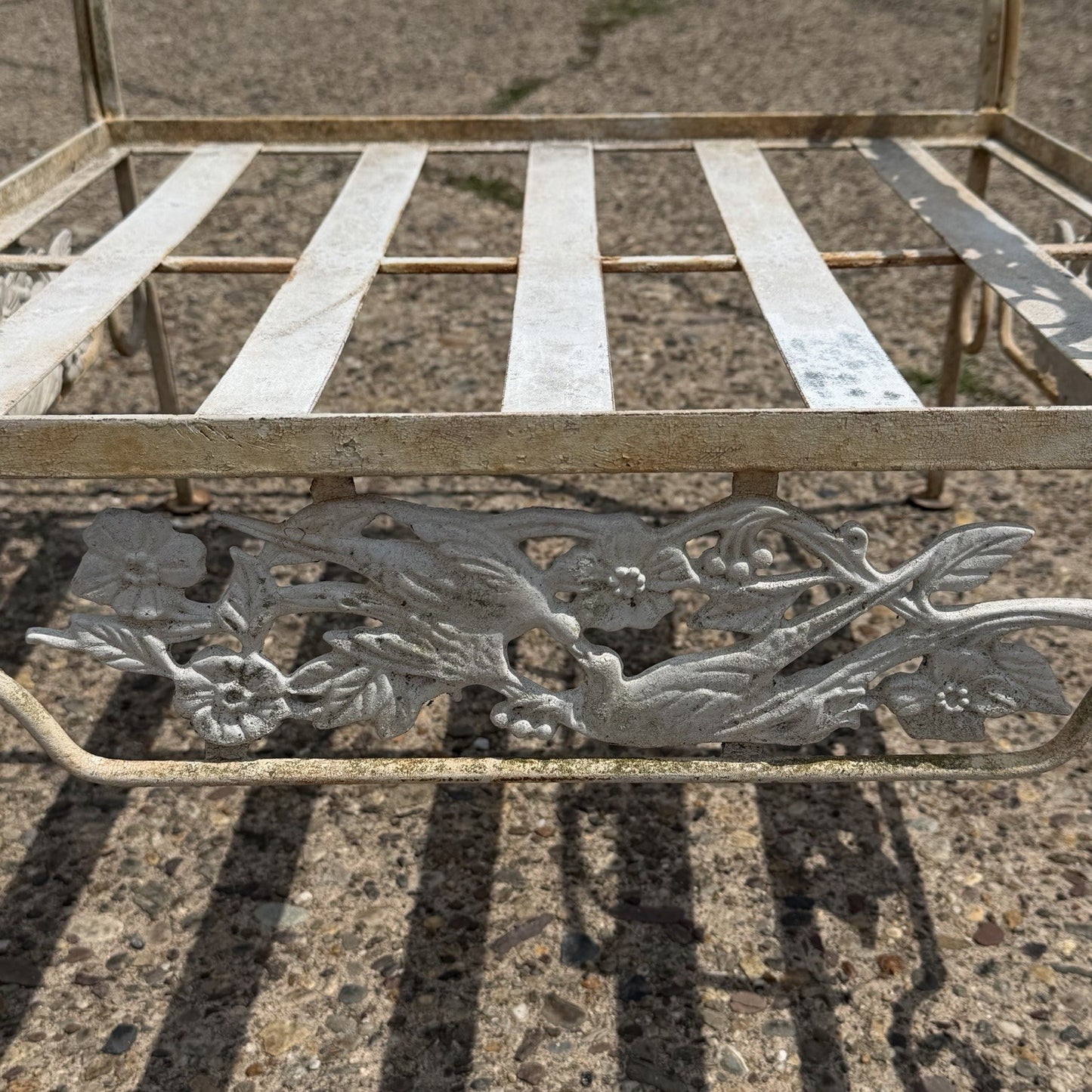 Vintage Russell Woodard "Kissing Birds" Wrought Iron Patio Lounge Chair - Pair