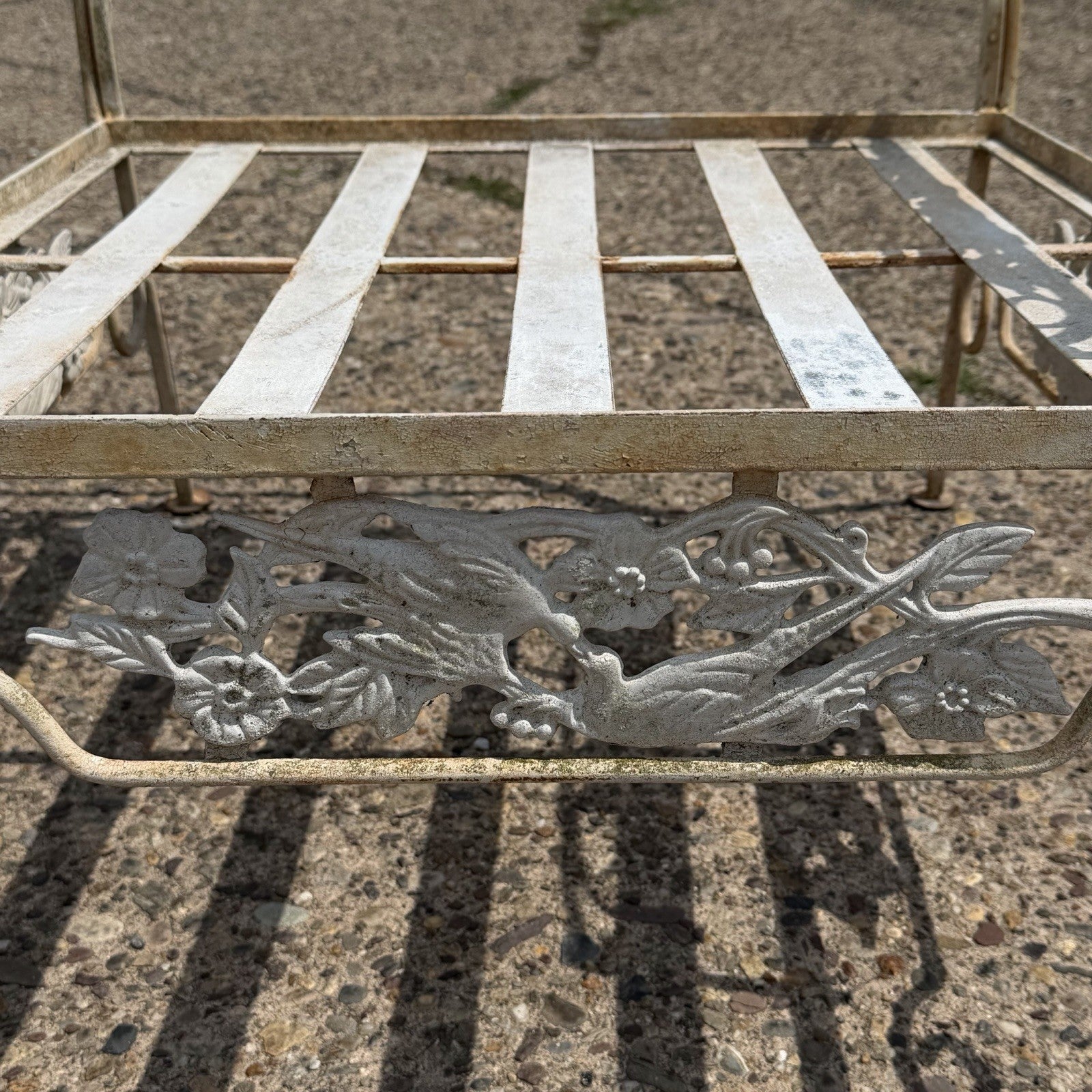 Vintage Russell Woodard "Kissing Birds" Wrought Iron Patio Lounge Chair - Pair