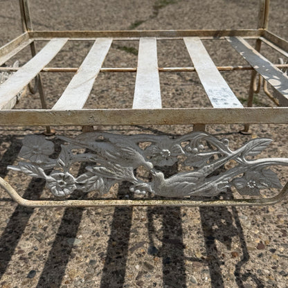 Vintage Russell Woodard "Kissing Birds" Wrought Iron Patio Lounge Chair - Pair