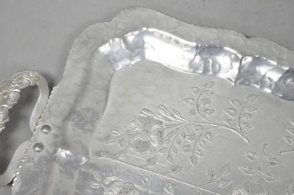Vintage Victorian Continental Silver Co "Wild Rose" 1055 Hammered Aluminum Tray