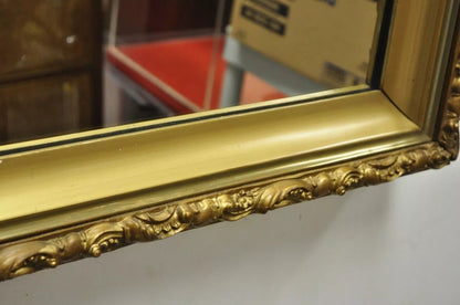 Antique Gold Giltwood Gesso 30" French Victorian Deep Frame Wall Mirror