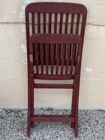 Slatted Teak Wood Garden Patio Folding Chairs by Outdoor Classics - Set of 4