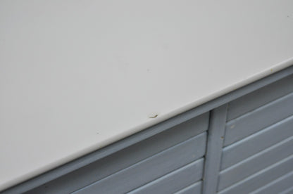 Antique Art Deco Medical Dental Cabinet Blue Painted w/Mirror and 22 Drawers