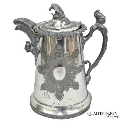 Antique American Victorian E. Kaufmann Figural Coffee Pot Water Pitcher w/ Eagle