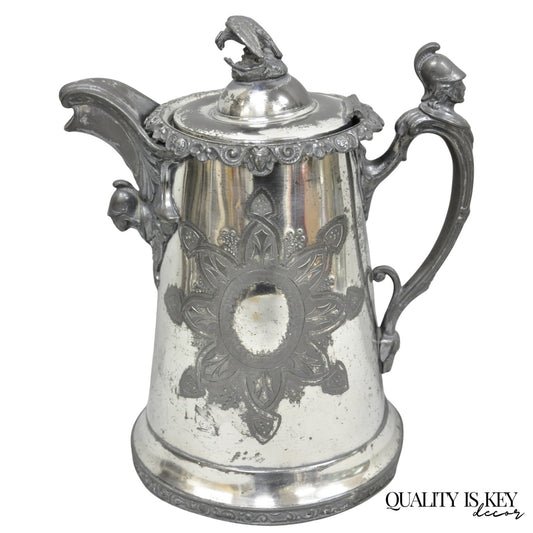 Antique American Victorian E. Kaufmann Figural Coffee Pot Water Pitcher w/ Eagle