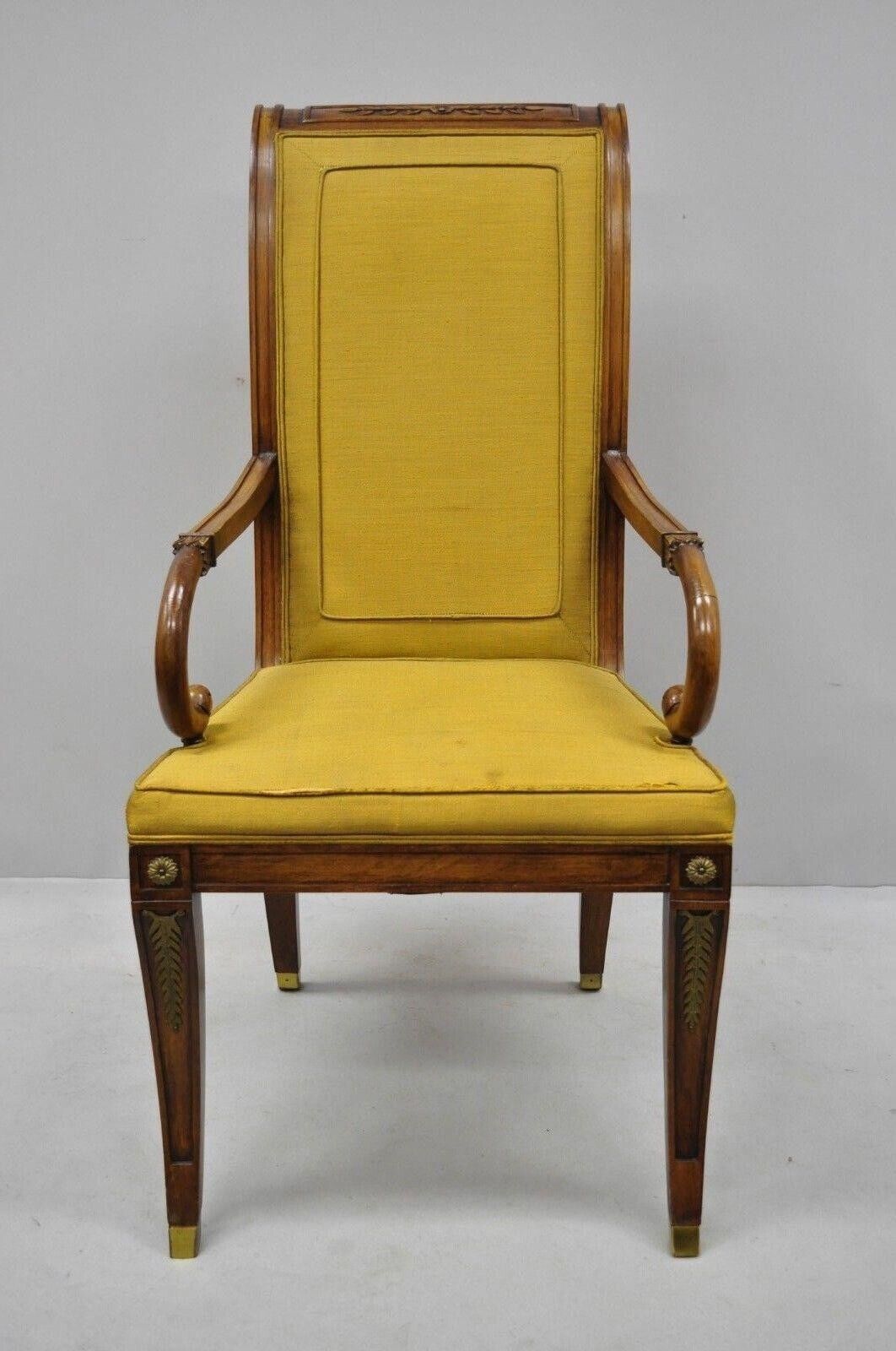 Karges French Regency Style Klismos Saber Leg Walnut Dining Chair - Set of 6