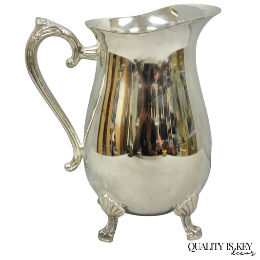 Vintage Victorian Style Silver Plated Bulbous Footed Lemonade Water Pitcher