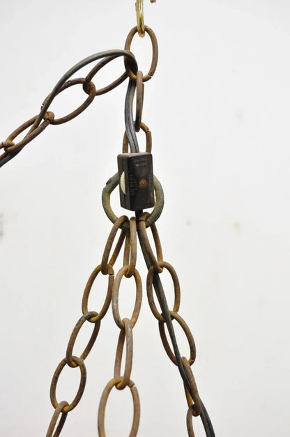 Antique Durkee Marine Ship Lantern Fixture Red Fresnel Pendant Chandelier (B)