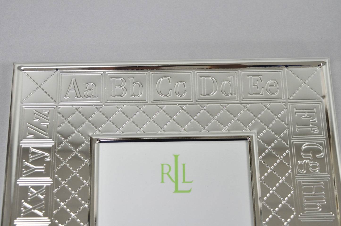 Ralph Lauren Silver Plated 4x6 Picture Frame MacKenzie Quilt Alphabet Motif NIB