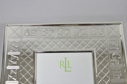 Ralph Lauren Silver Plated 4x6 Picture Frame MacKenzie Quilt Alphabet Motif NIB