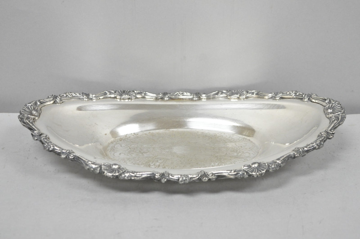 Vintage Victorian Style Silver Plated Oval 13.5" Trinket Serving Dish (C)