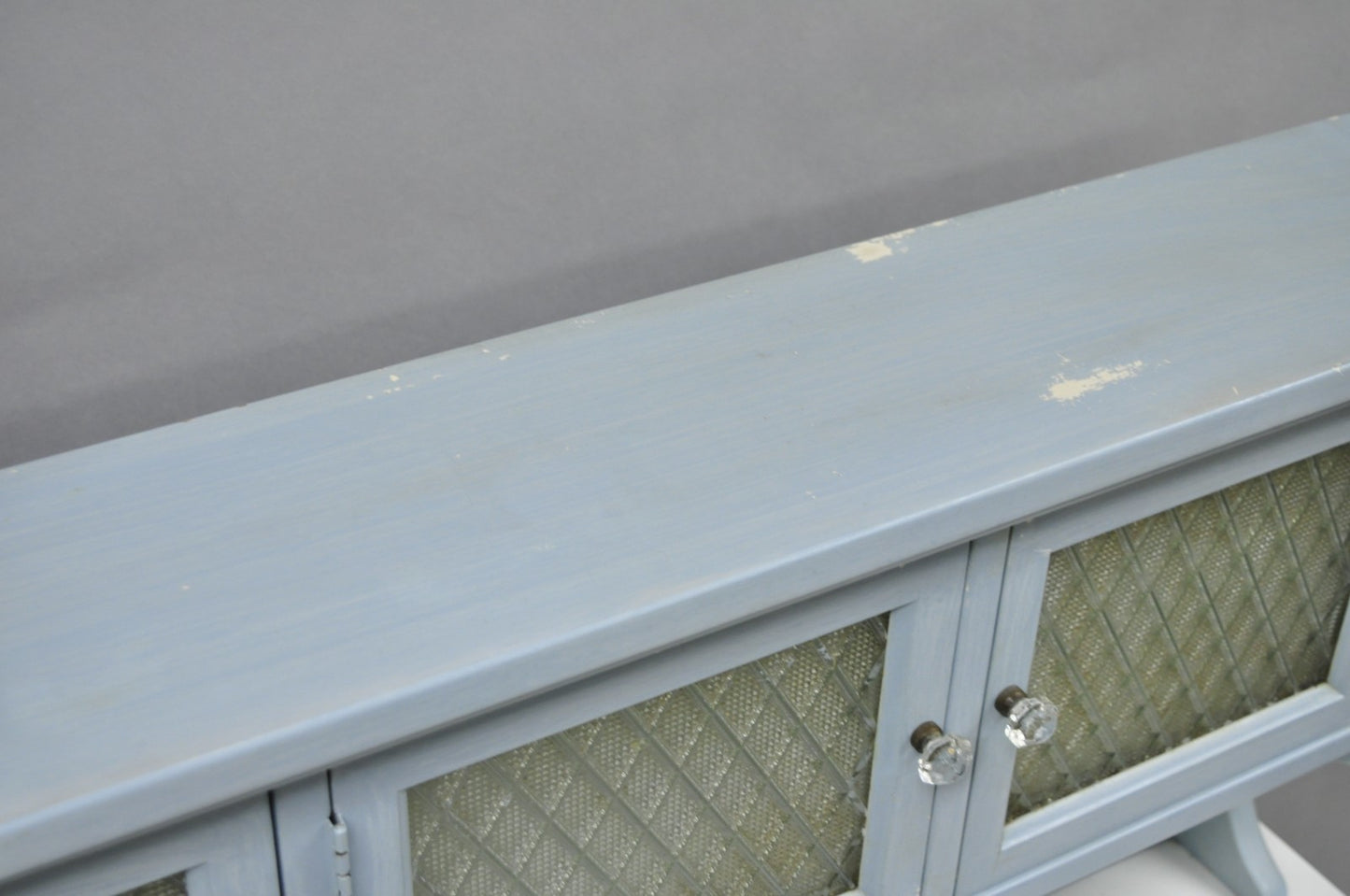 Antique Art Deco Medical Dental Cabinet Blue Painted w/Mirror and 22 Drawers