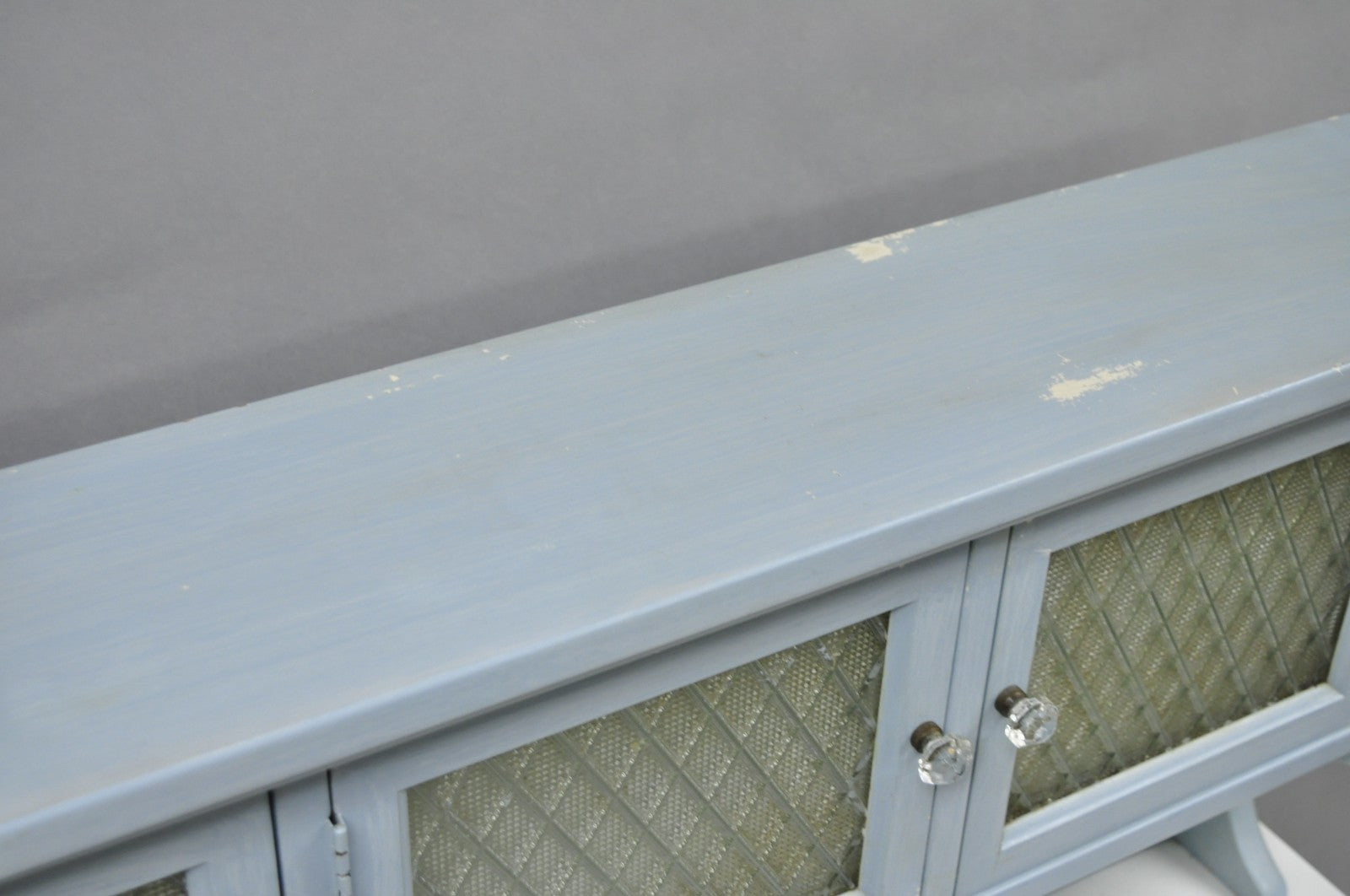 Antique Art Deco Medical Dental Cabinet Blue Painted w/Mirror and 22 Drawers