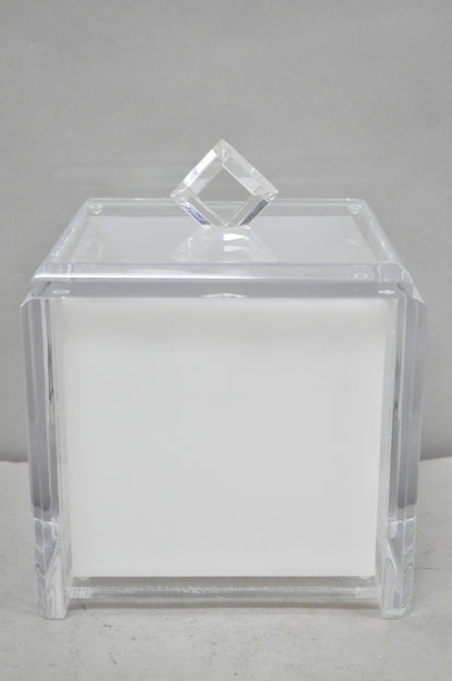 Vintage Mid Century Modern Clear Lucite Acrylic Diamond Handle Ice Bucket