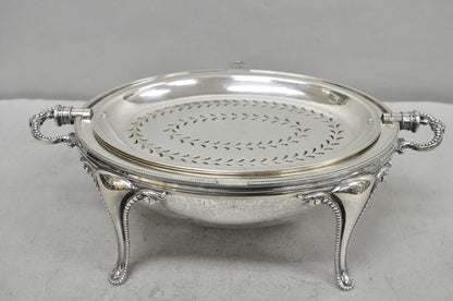 Antique Elkington & Co English Silver Plated Chafing Dish Revolving Dome Warmer