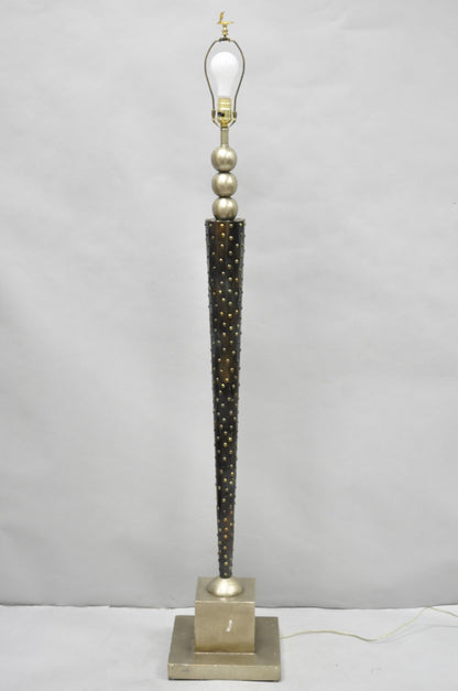 Vintage Leeazanne Postmodern Art Deco Style Metal Tapered Skyscraper Floor Lamp