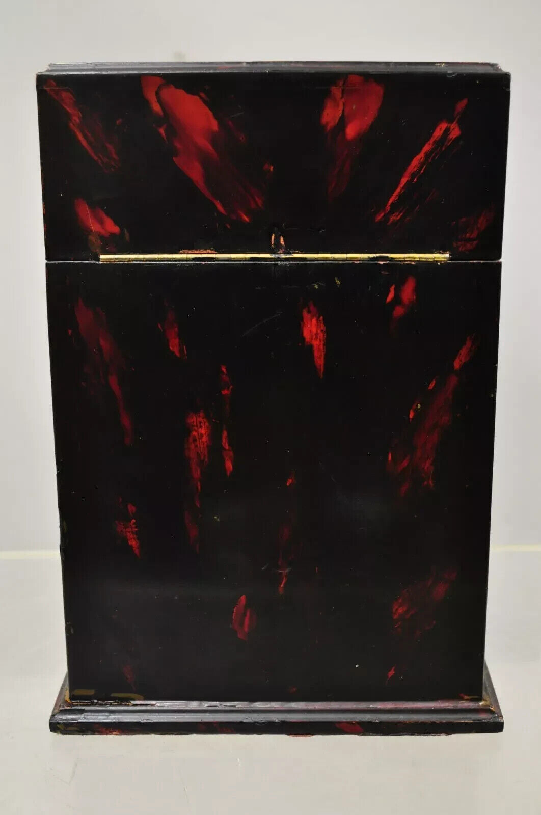 Vintage George III Style Lacquered Wood Hand Painted Butterfly Flower Knife Box