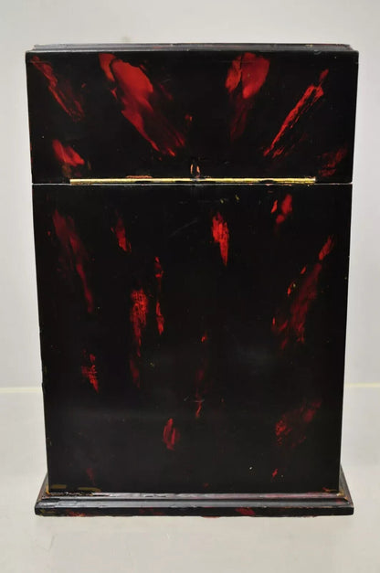 Vintage George III Style Lacquered Wood Hand Painted Butterfly Flower Knife Box