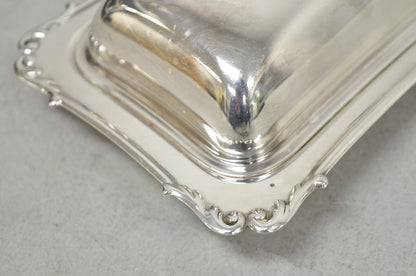Vintage Crescent Victorian Silver Plated Covered Butter Dish w/ Glass Liner