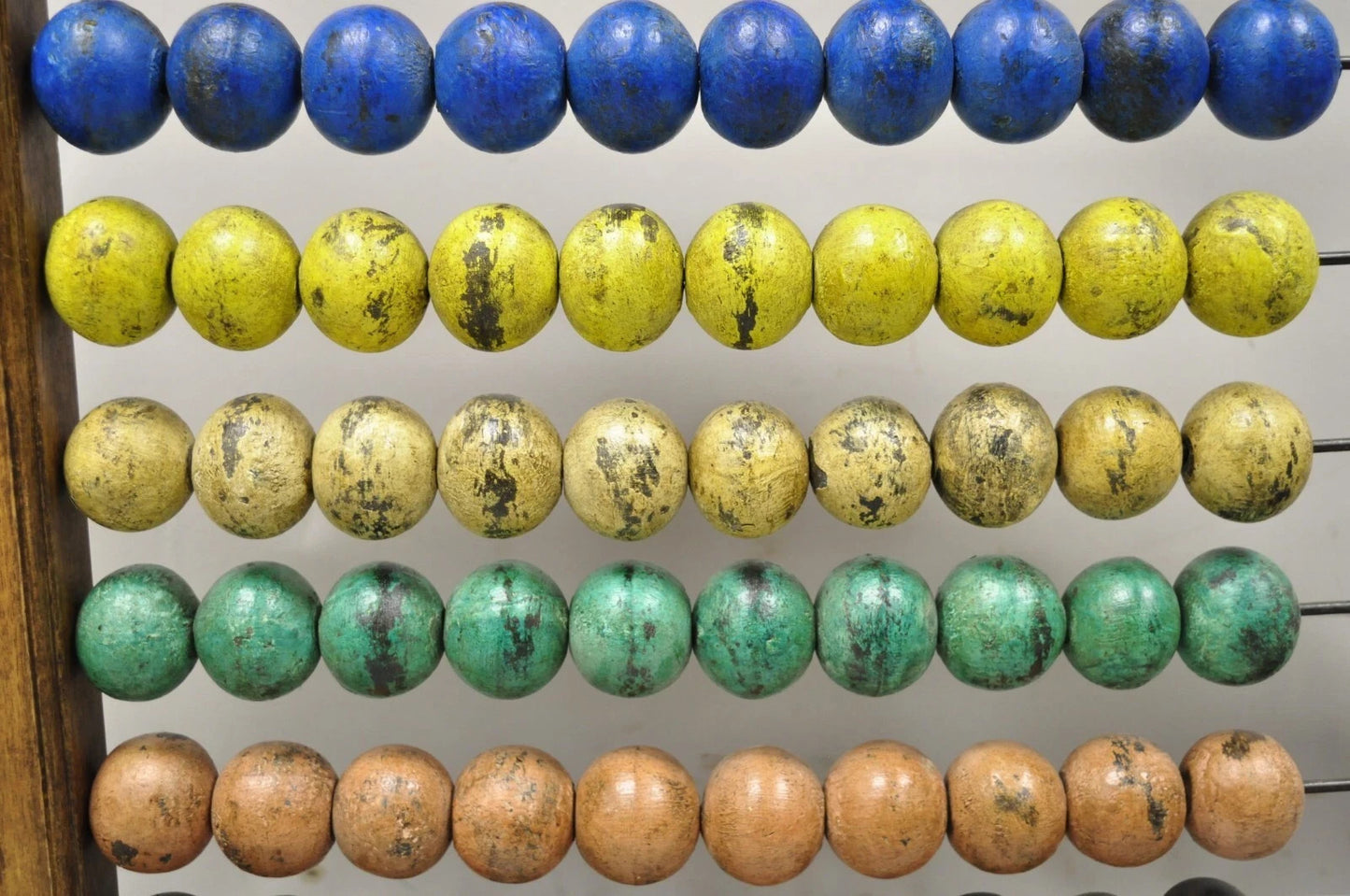 Large Vintage Mongolian Wooden Standing Math Abacus with Painted Wooden Balls