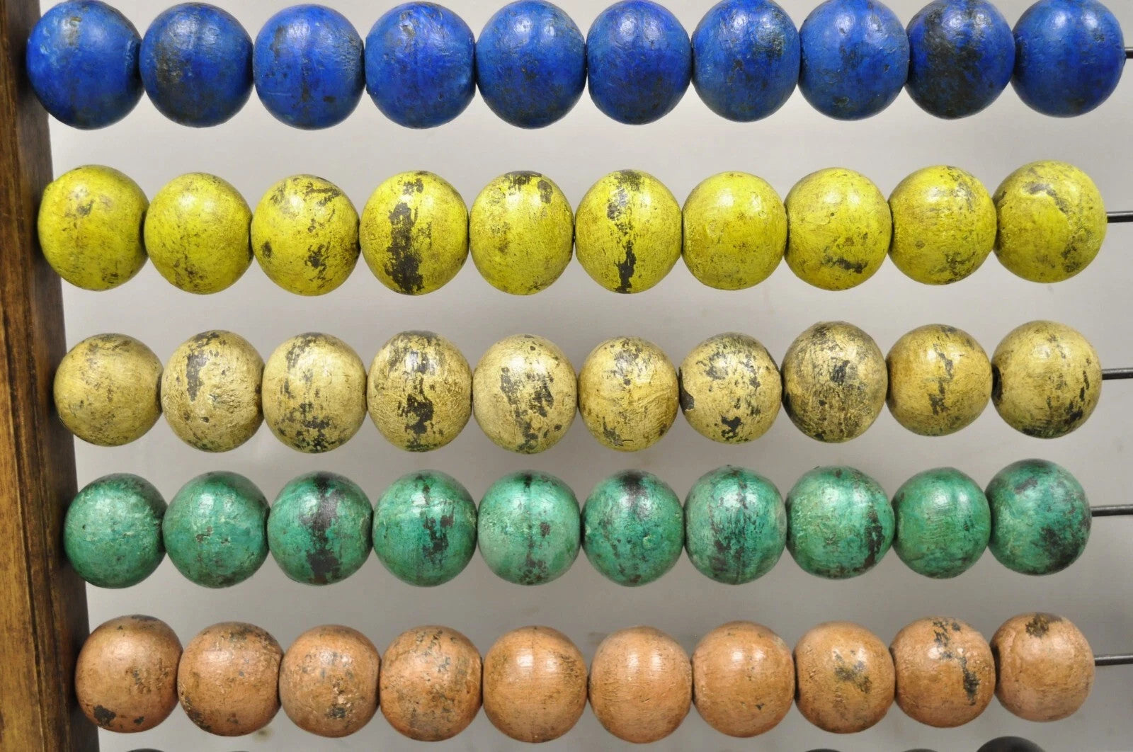Large Vintage Mongolian Wooden Standing Math Abacus with Painted Wooden Balls