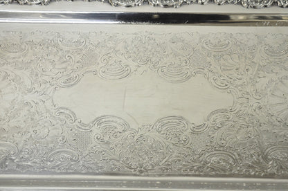 Vintage Old English Poole Silver Plated Footed Narrow Serving Platter Bar Tray