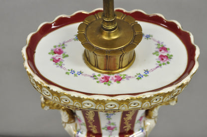 Antique French Red Paris Porcelain Style Urn Form Table Lamp by SGK China, Japan