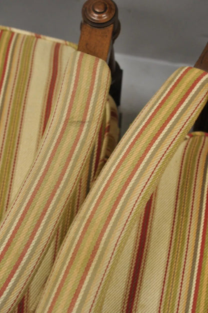 Vintage Hollywood Regency French Style High Back Upholstered Arm Chairs - a Pair
