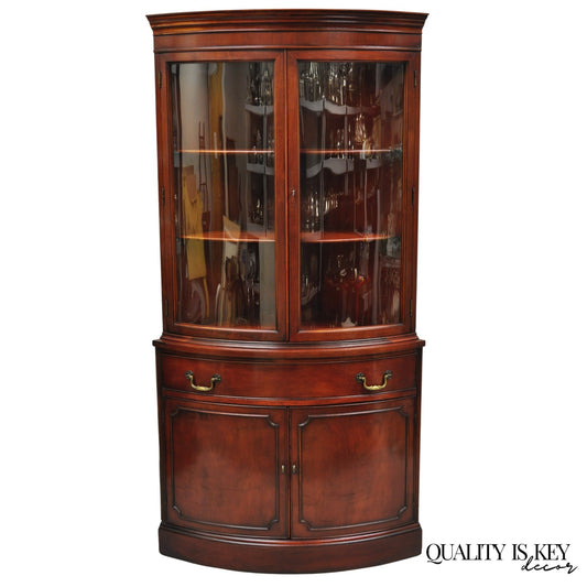 Vintage Morganton Duncan Phyfe Mahogany Bow Front Corner China Cabinet Curio