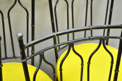 Vintage Salterini Hollywood Regency Wrought Iron Faux Bamboo Dining Chair, Set 8
