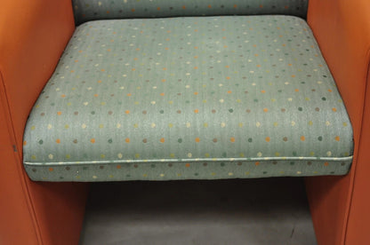 Postmodern Orange Green Lounge Chairs by Global Upholstery Company Ltd - a Pair