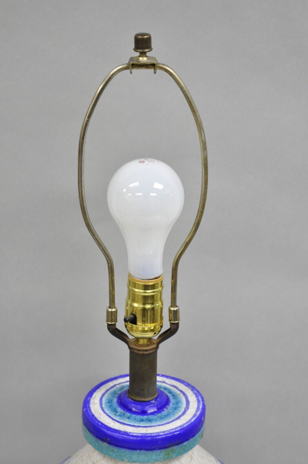 Aldo Londi Bitossi Italian Mid Century Modern Blue Ceramic Glazed Table Lamp