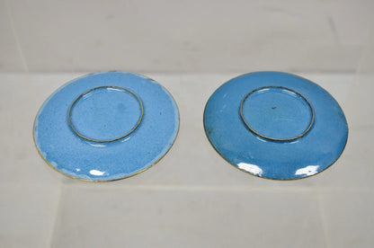 Vintage Chinese Brass Enamel Cloisonne Small Trinket Dish Set Brown - Set of 2