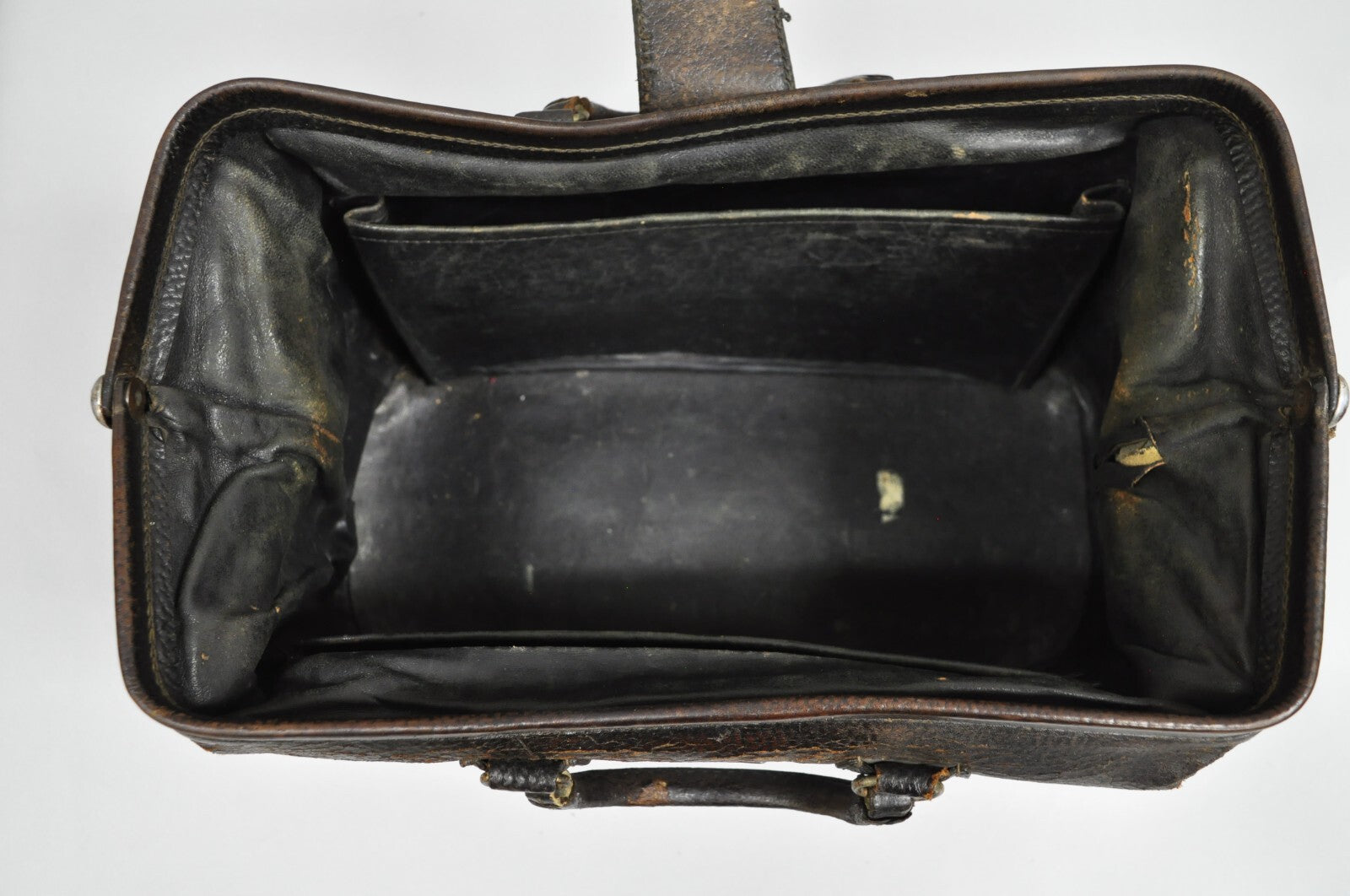 Vintage Art Deco Brown Cowhide Leather Doctor's Bag by Kruse