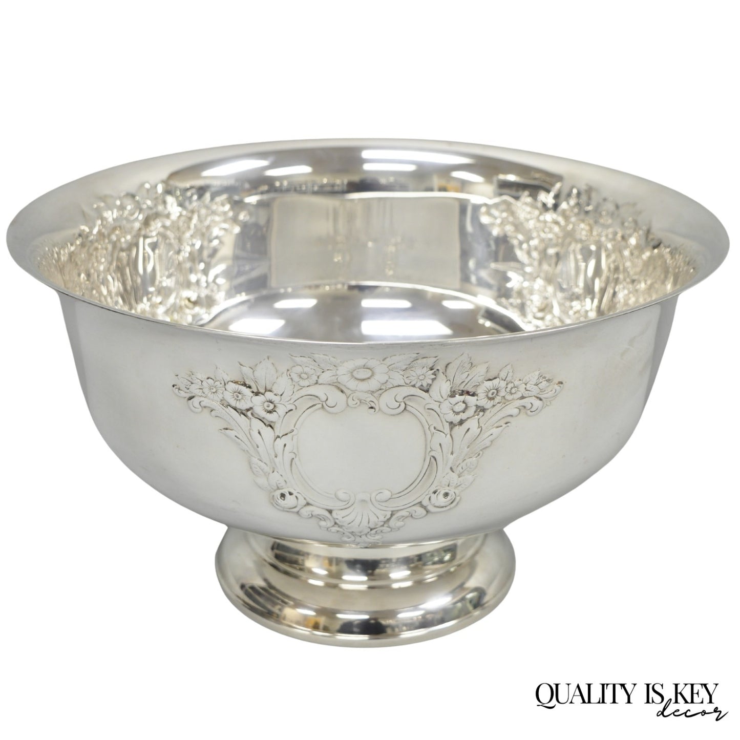 Victorian Floral Repousse Silver Plated Punch Bowl Champagne Chiller Ice Bucket