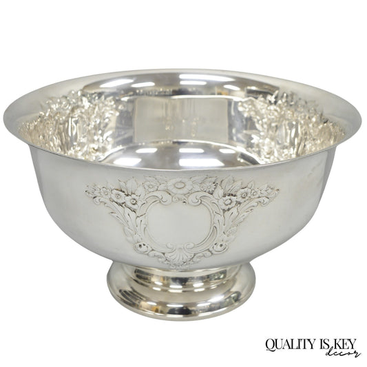Victorian Floral Repousse Silver Plated Punch Bowl Champagne Chiller Ice Bucket