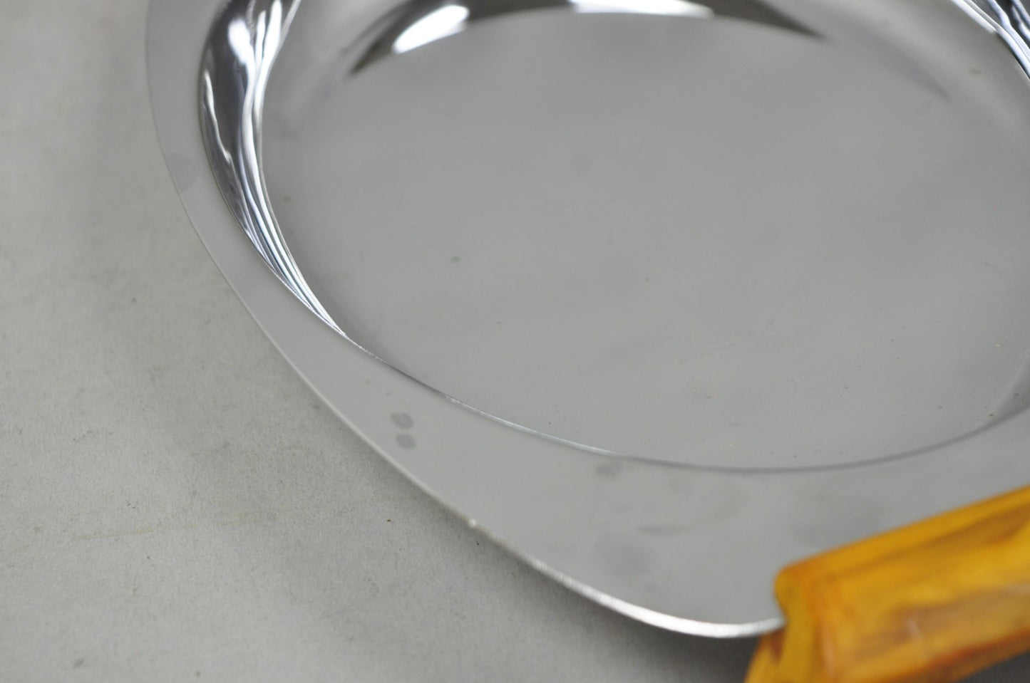 Vintage Art Deco Stainless Steel Glo-Hill Gourmates Butterscotch Bakelite Tray