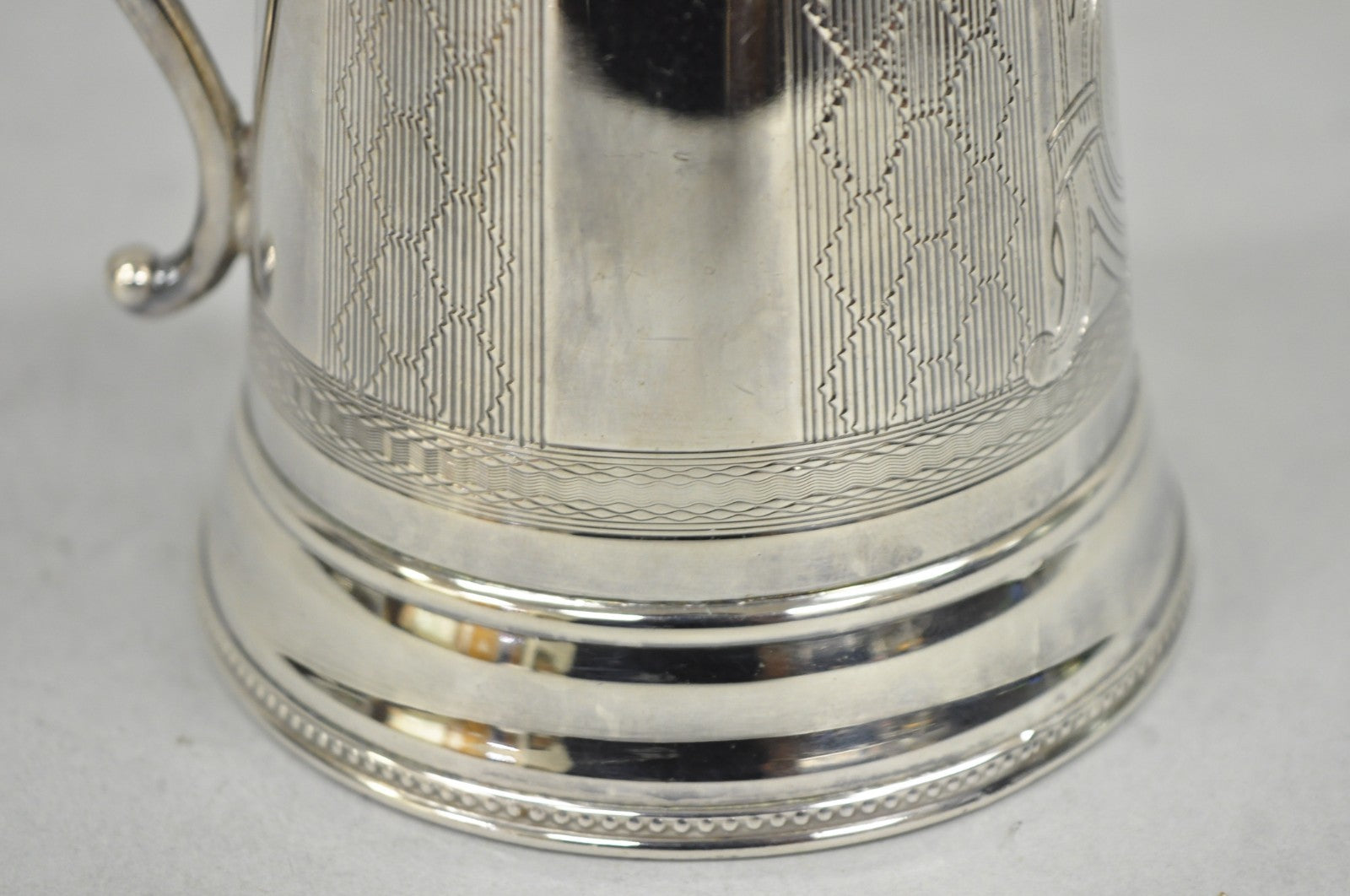Antique English Victorian Silver Plated Small Coffee Pot Teapot Creamer Monogram