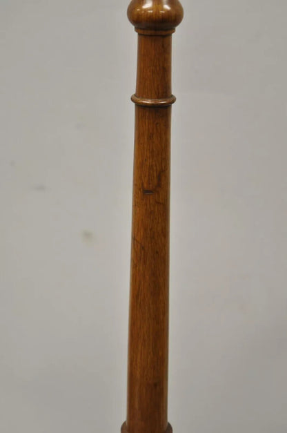 Vintage English Regency Style Mahogany Floor Table Lamp with Carved Harp Gallery