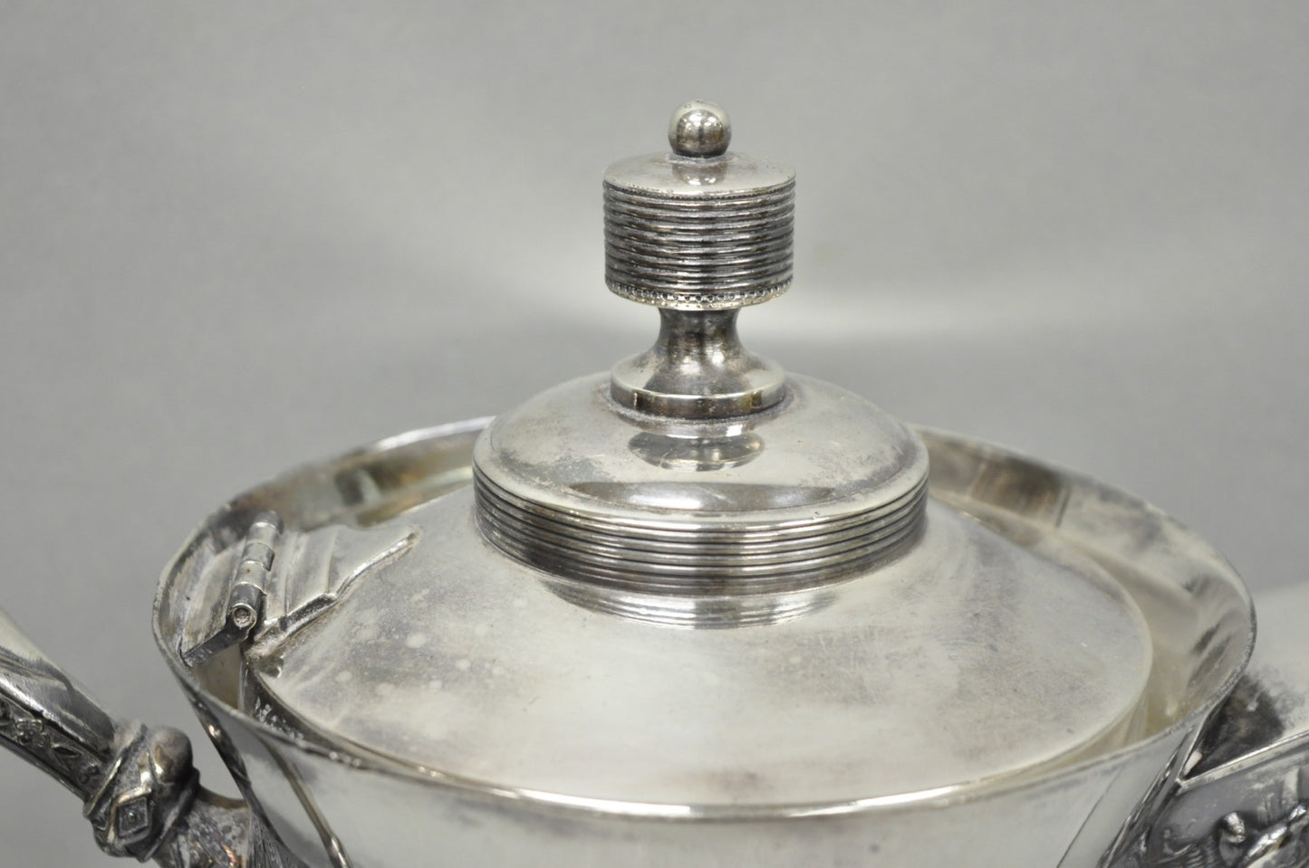 Antique Meriden Victorian Lrg Silver Plated Floral Etched Pitcher, Engraved 1892
