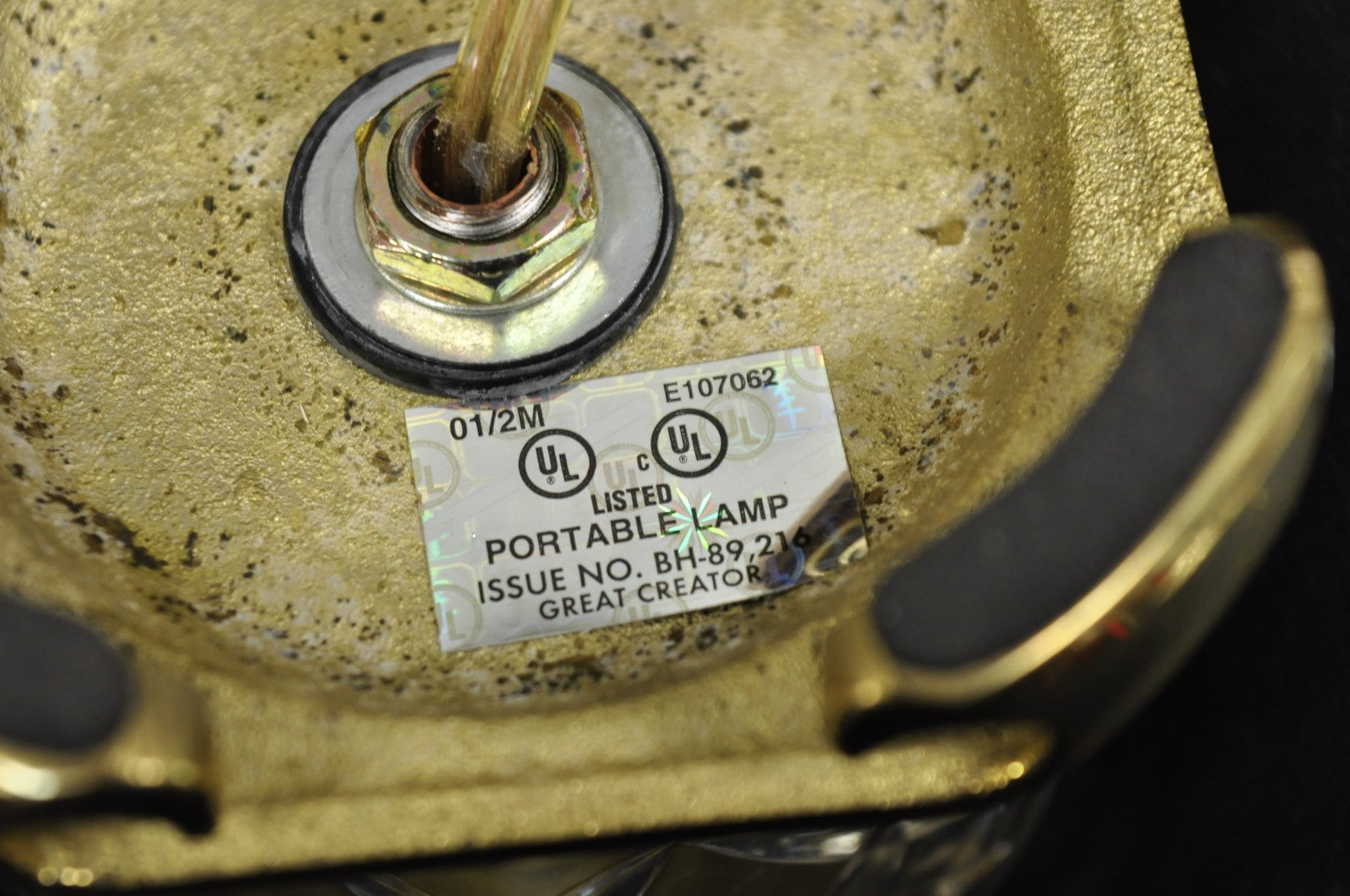 Waterford Style Small Petite Cut Glass Brass Boudoir Table Lamp by Great Creator